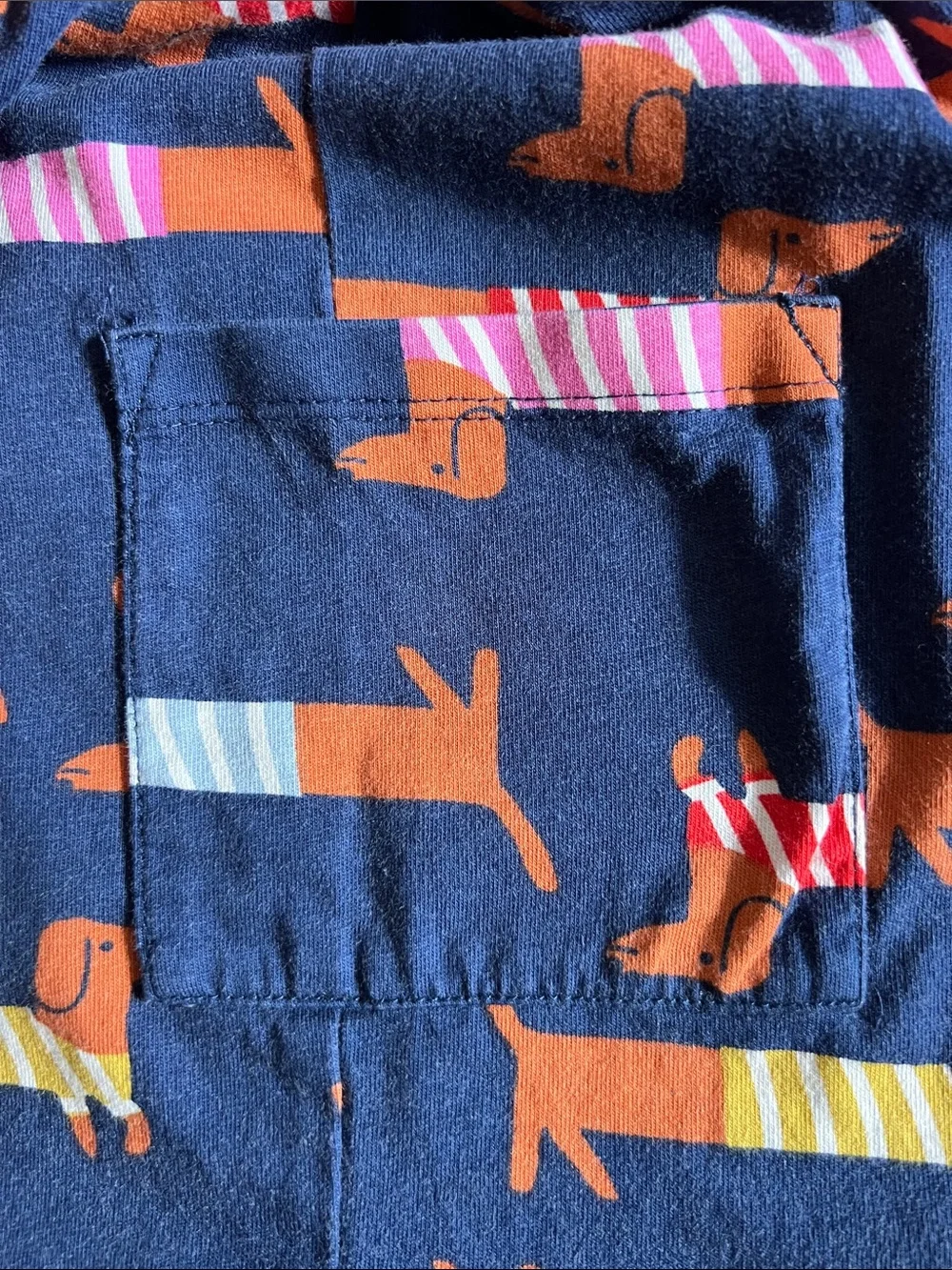 Hanna Andersson Red and White Striped Top Navy Dachshund Print Dress